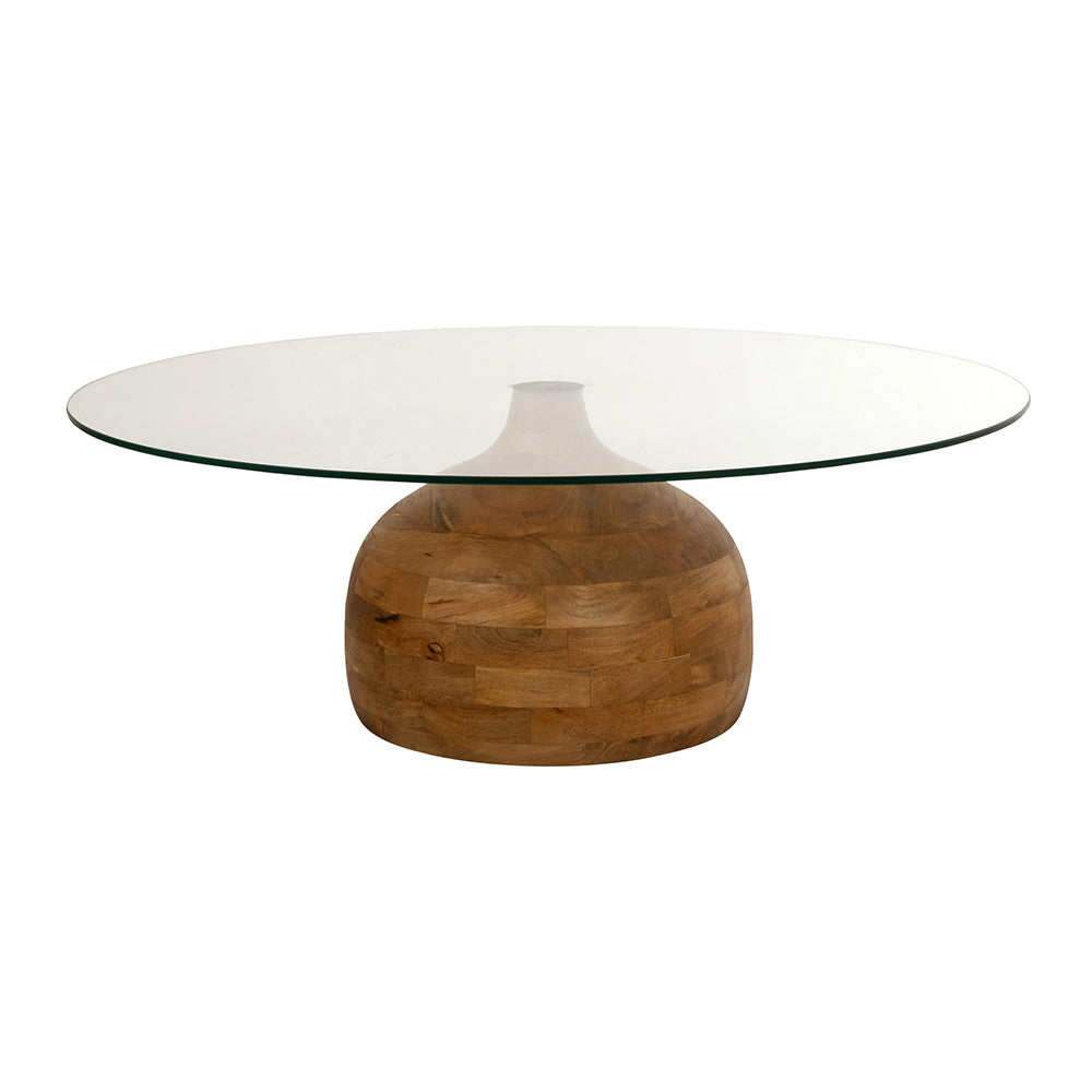 Stella Salontafel Diameter 100 Cm Hoog 35 Cm Mangohout Glas