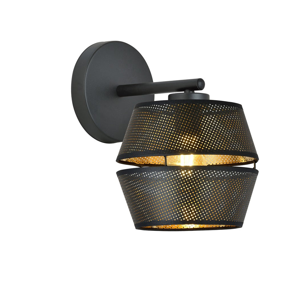 Malia K1 Zwart Goud Moderne Wandlamp met gouden binnenkant