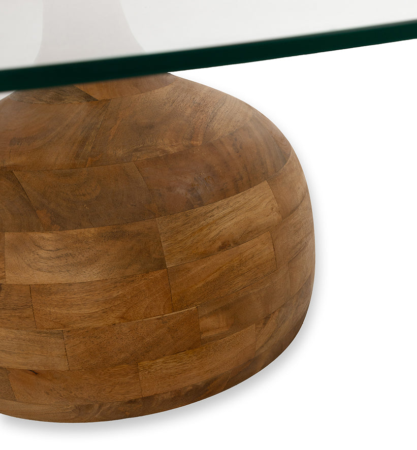 Stella Salontafel Diameter 100 Cm Hoog 35 Cm Mangohout Glas