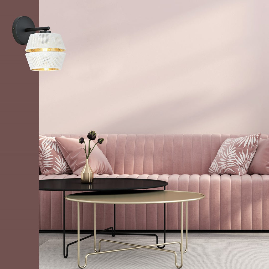 Malia K1 Wit Goud Moderne Wandlamp met gouden binnenkant