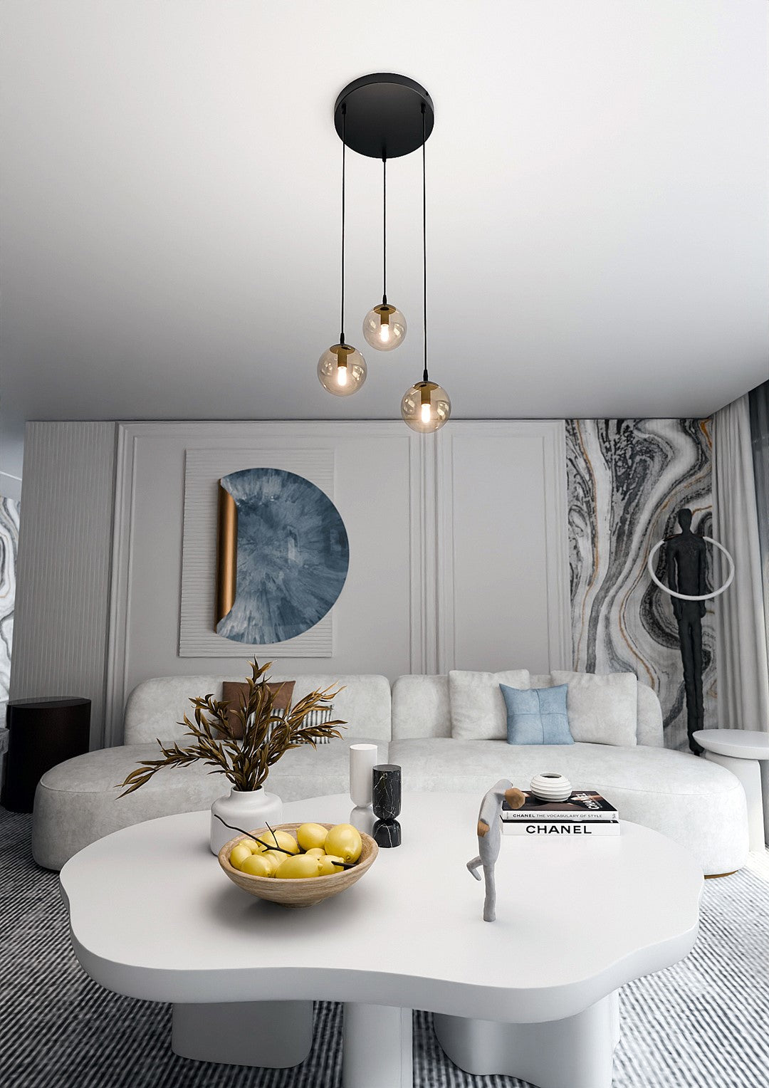 Cosmo 3 Zwart Amber Premium Honingkleurige Hanglamp