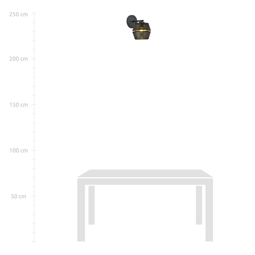 Malia K1 Zwart Goud Moderne Wandlamp met gouden binnenkant