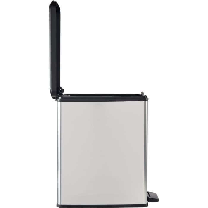 Slanke prullenbak - CURVER SLIM BIN - 25 L - Compact ontwerp - 41 x 27 x 55 cm - Metallic grijs