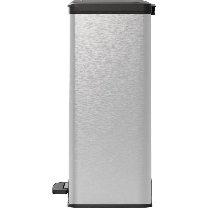 Rechthoekige prullenbak - DECO BIN - CURVER - 65L - Modern design - 49 x 29 x 61 cm - Metallic grijs